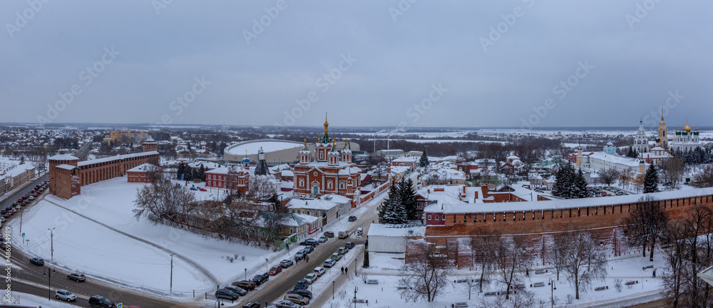 view of the Kolomna fortress and the Holy Cross Cathedral from a height