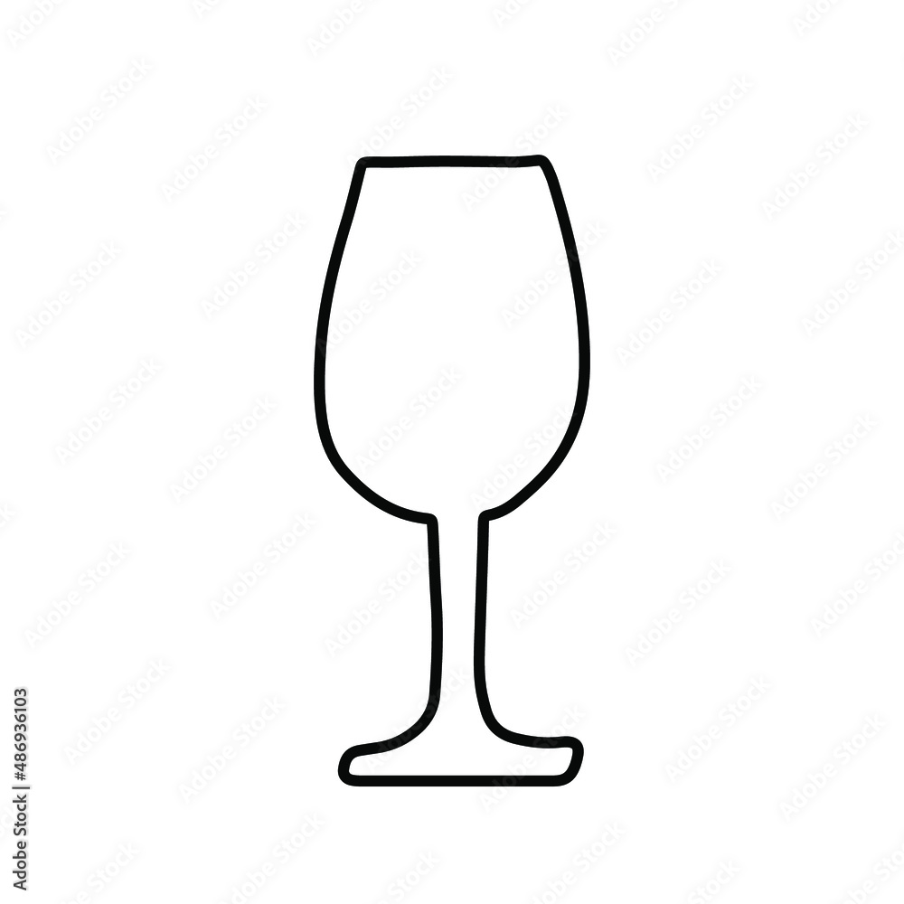 Wine glass. Hand drawn single vector illustration. Greeting card, poster, tshirt, icon, logo design element. Doodle vector illustration isolated on white background. Wine glass. Hand drawn single vector illustration. Greeting card, poster, tshirt, icon, logo design element. Doodle vector illustration isolated on white background.