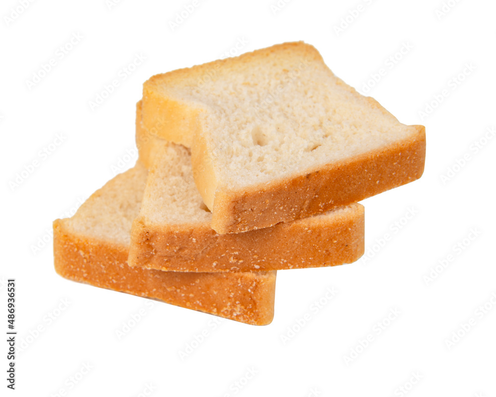 Bread toast empty slisec isolated on the white background