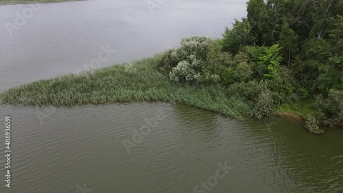 Russia. Istra reservoir and summer forest from above. aerial video.