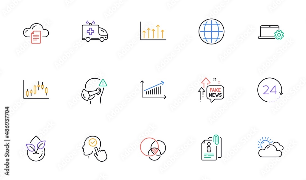 Select user, Globe and Attached info line icons for website, printing. Collection of Candlestick graph, 24 hours, Ambulance car icons. Organic product, Growth chart, Chart web elements. Vector Select user, Globe and Attached info line icons for website, printing. Collection of Candlestick graph, 24 hours, Ambulance car icons. Organic product, Growth chart, Chart web elements. Vector