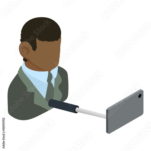 Selfie photo icon isometric vector. Businessman taking selfie on smartphone icon. Lifestyle, photo, online, modern technology