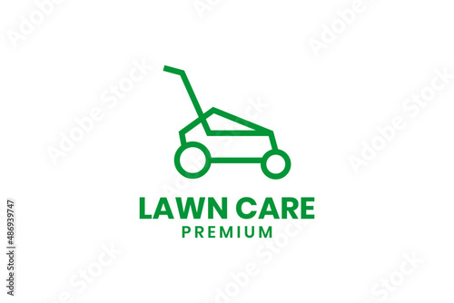 Flat design lawn mower logo vector template