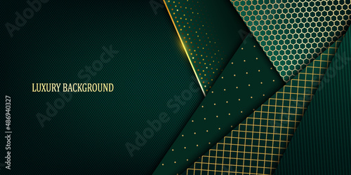 Green and gold luxury background. Vector illustration.
