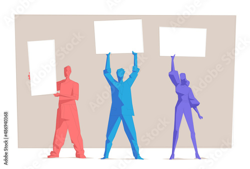 Persone che manifestano con cartelli bianchi