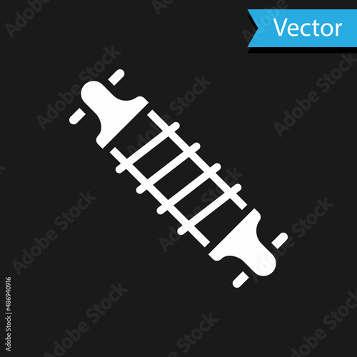 White Bicycle suspension icon isolated on black background. Vector