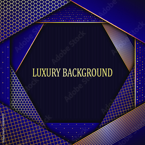 Blue and gold luxury background. Vector illustration.