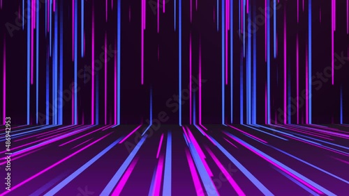 abstract colorful background with bright neon rays and glowing lines. Pink red blue looping background. Speed of light. Seamless loop animation