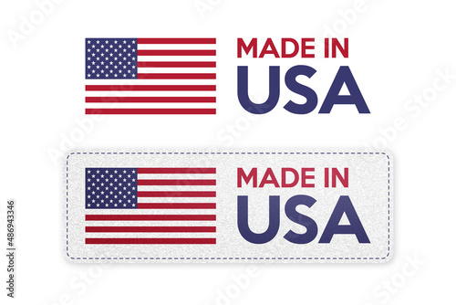 Made in USA. American banner on white background. USA badge stamp.