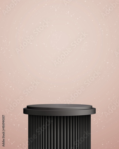 Podium scene template for product presentation with abstract background, realistic modern pedestal mockup vector.
