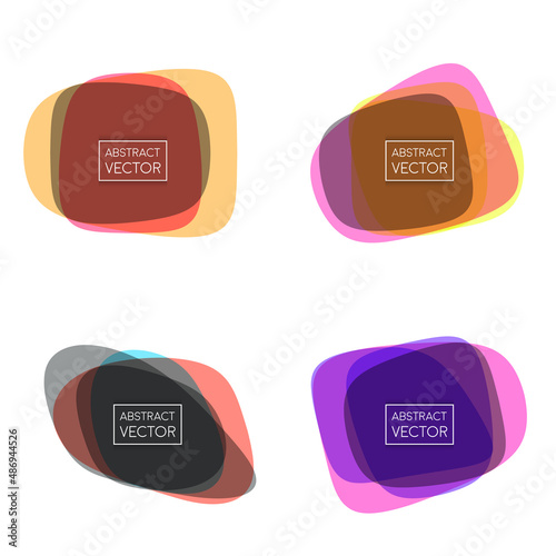 Abstract shapes form. Paper style. Red and yellow, purple and blue, orange and pink papers. Stock vector.
