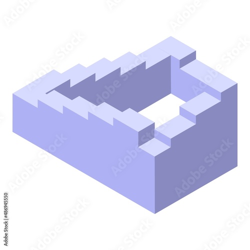Visual perception stairs icon isometric vector. Illusion memory. Optical triangle
