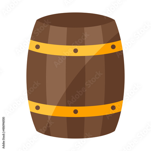 Illustration of wooden barrel with beer. Element for festival or Oktoberfest.