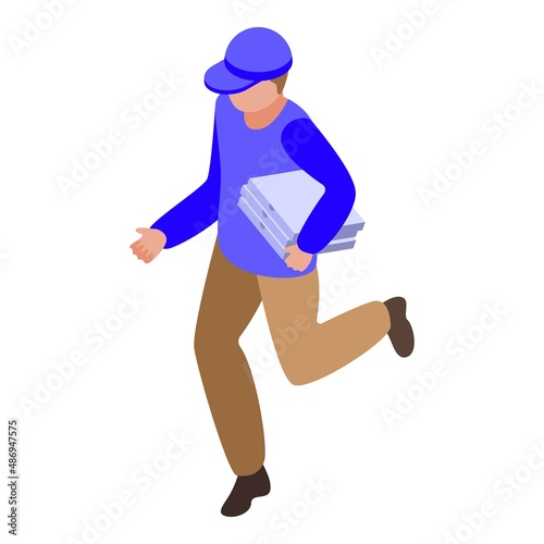 Pizza food courier icon isometric vector. Fast delivery. Free shipping