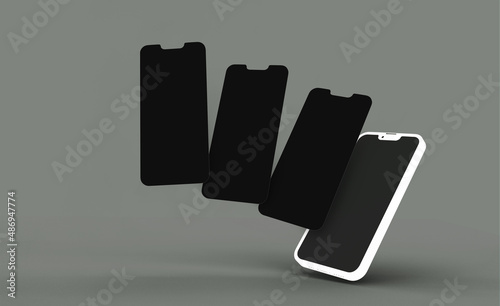 3d realistic clay phone mockup design