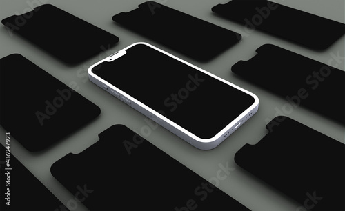3d realistic clay phone mockup design