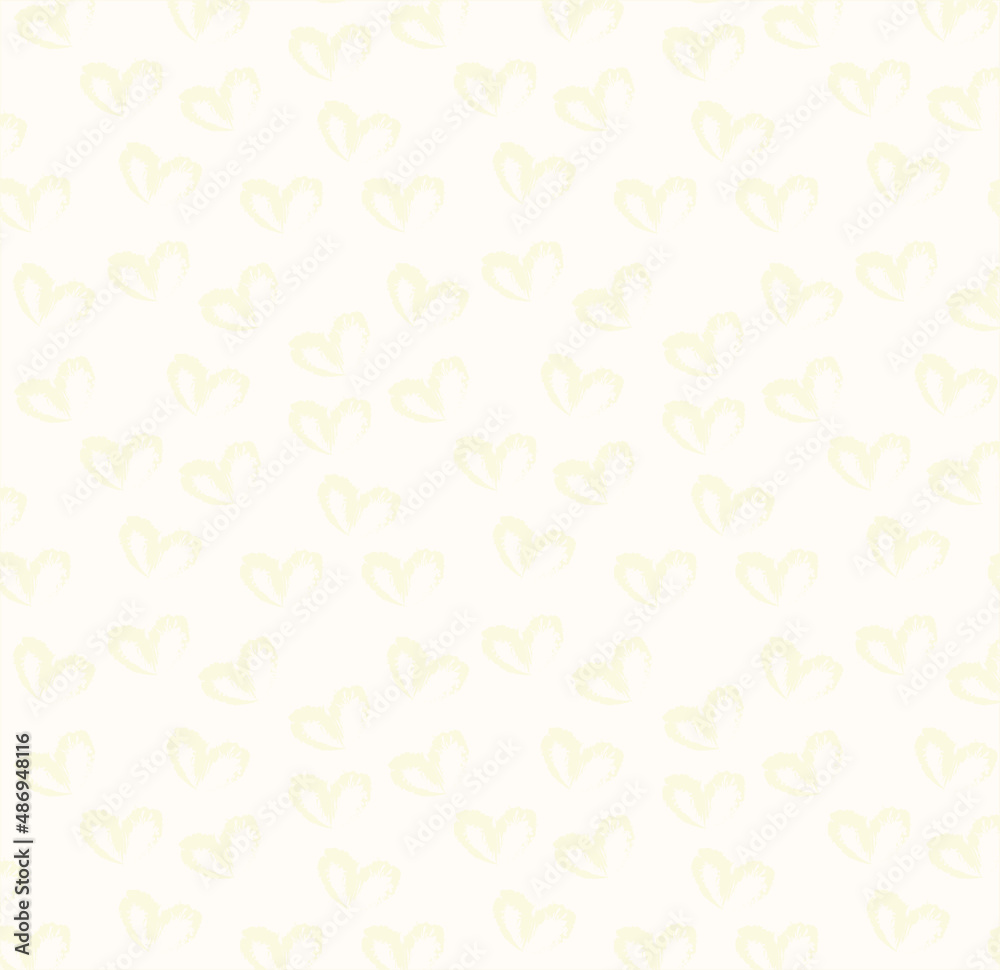 Seamless pattern of hand drawn hearts in pastel yellow color on beige and neutral background Seamless pattern of hand drawn hearts in pastel yellow color on beige and neutral background