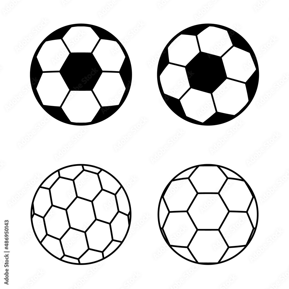 Set of Soccer, football ball symbol, single goal isolated design vector illustration, web game  object