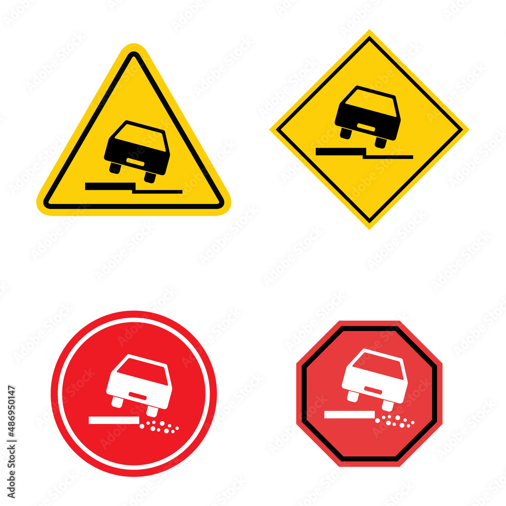 Set of Road danger car icon, traffic street caution sign, roadsign vector illustration, warning vehicle Set of Road danger car icon, traffic street caution sign, roadsign vector illustration, warning vehicle