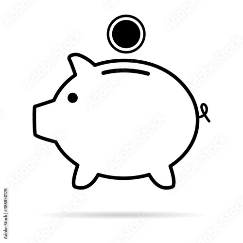 Piggy bank flat icon, sign vector with empty web symbol. Money income, economic graphic button