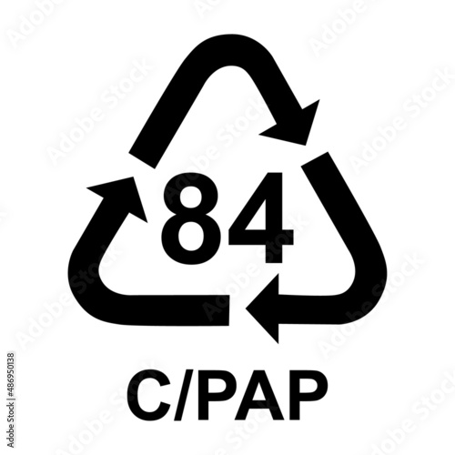 Composite symbol, ecology recycling sign isolated on white background. Package waste icon