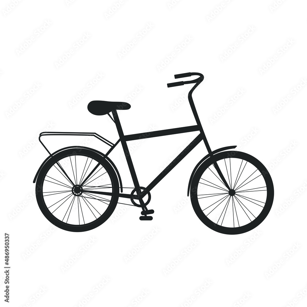 Bicycle. Black silhouette on a white background.