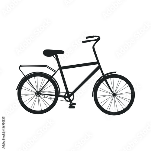 Bicycle. Black silhouette on a white background.