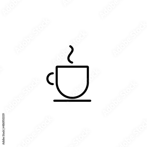 Cup of hot coffee or tea with steam icon with editable stroke isolated on white background - pixel perfect outline symbol of warm drink in mug for autumn or winter seasonal design in line art.
