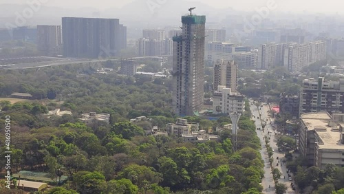 Parel and Lower Parel city scape top view skyline shot for commercial use on social media with building and greenery  photo
