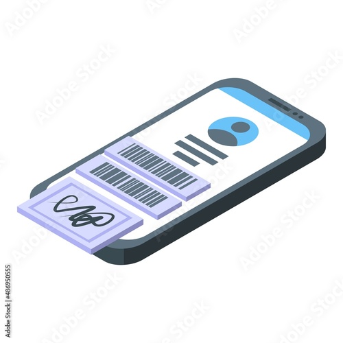 Digital signature icon isometric vector. Document contract. Pen hand