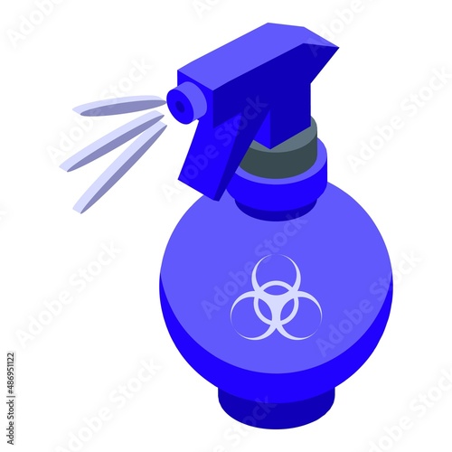 Chemical sprayer bottle icon isometric vector. Control pest. Man equipment