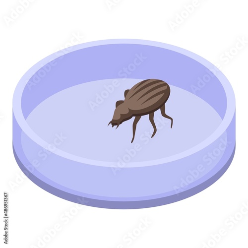 Lab bug icon isometric vector. Chemical control. Pesticide insect