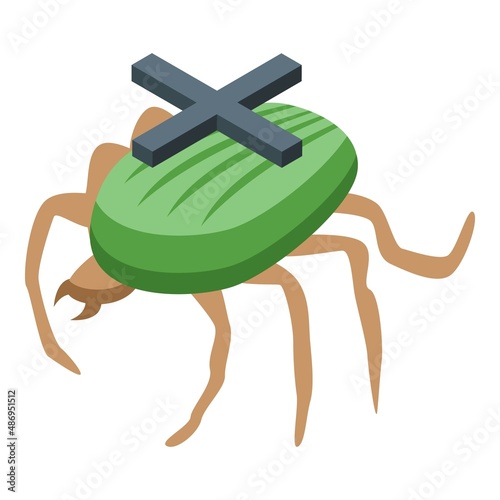 No bug icon isometric vector. Chemical pest. Pesticide insect