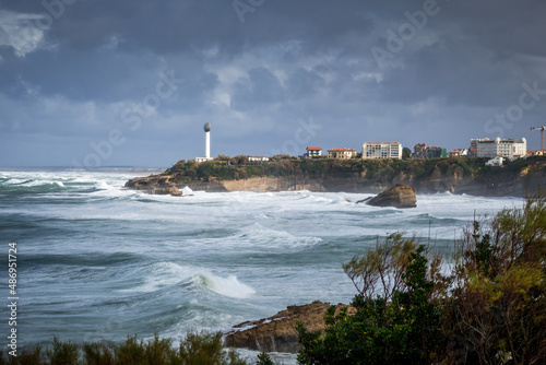 Seaside and beach of the city of Biarritz