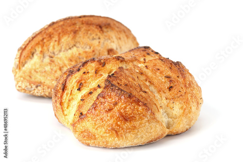 Loaf of bread isolated on white background. Whole bread.Crispy bread roll isolated against white background