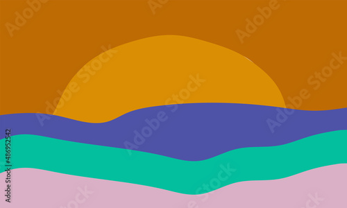 Abstract colorful background with waves. sunset seascape illustration concept art. eps 10 vector design © dede