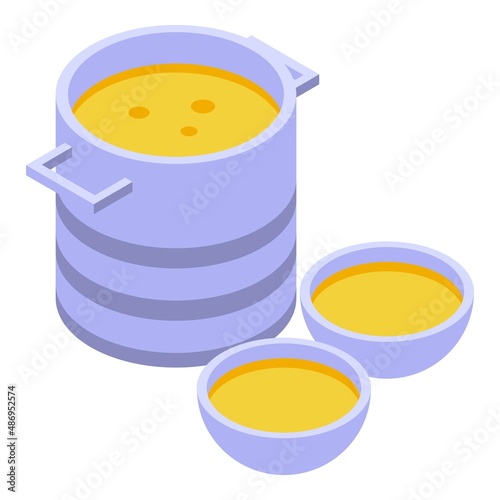 Food soup volunteer icon isometric vector. Donate feed. Homeless meal