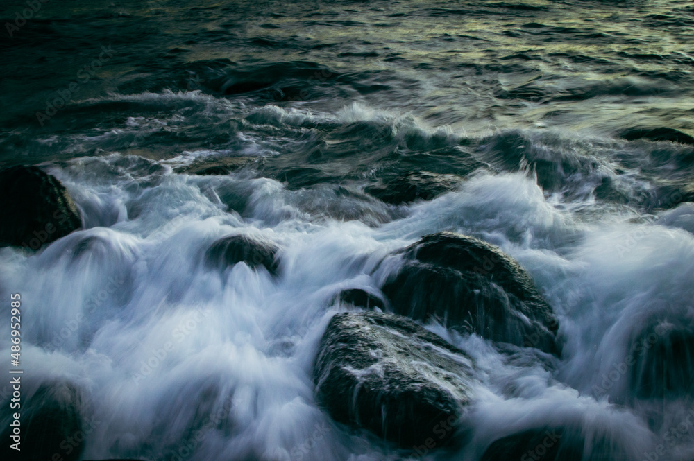 water flowing over rocks