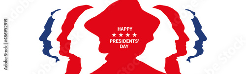 Happy Presidents Day USA president silhouettes patriotic template red white blue background banner