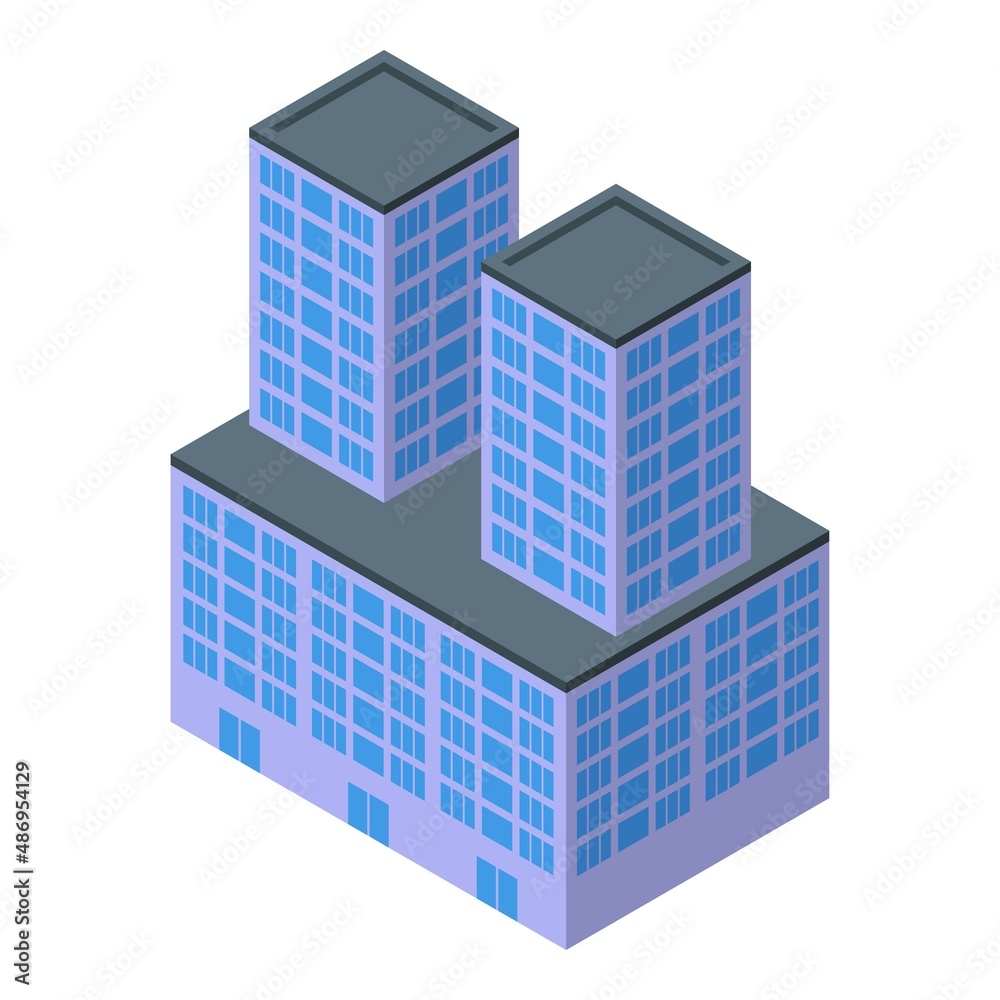 Outside multistory building icon isometric vector. City office. Modern construction