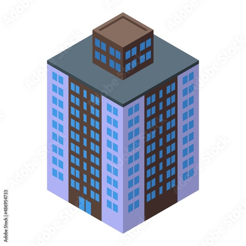 Facade multistory building icon isometric vector. City house. Exterior apartment