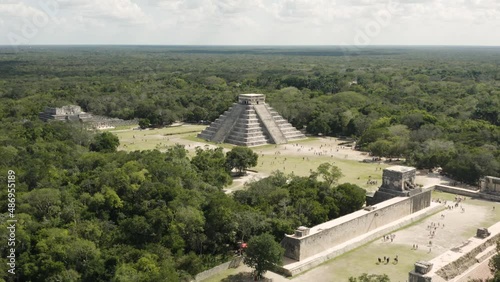 Aerial view of ancient Mayan city Chichen Itza