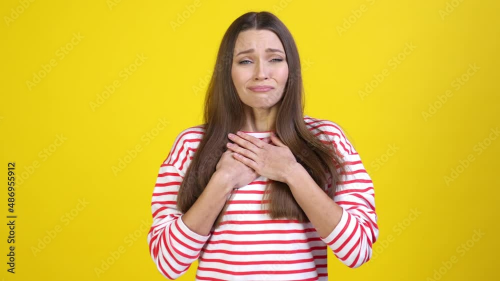 Moody lady break up weep isolated vibrant bright color background Moody lady break up weep isolated vibrant bright color background