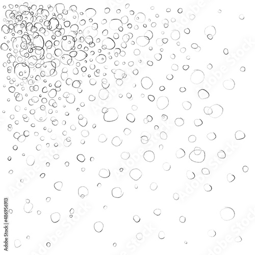 The background is black and white of linear drawn black circles of ovals of bubbles, from the edge of the corner for the design of something similar to soap foam