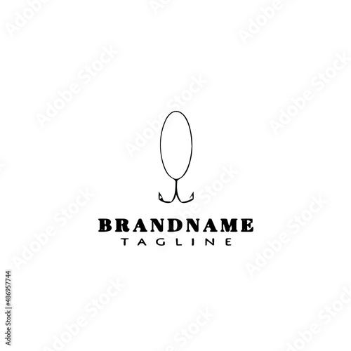 fishing lure logo cartoon design template icon black isolated vector