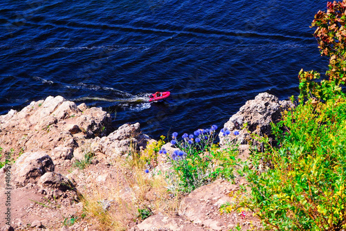  landscape, view of the river, Volga, boats go on the river  © sorokinsamara