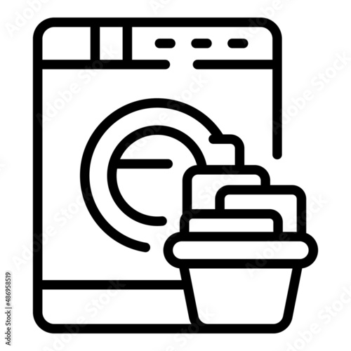 Done washing machine icon outline vector. Professional cleaning. Company work