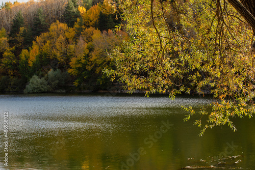 Wonderful lake view in the autumn forest. Reflection. Selective focus. High quality photo Ankara, Cubuk, Karagol