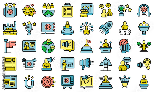 Key opinion leader icons set outline vector. Key strategy. Business leadership
