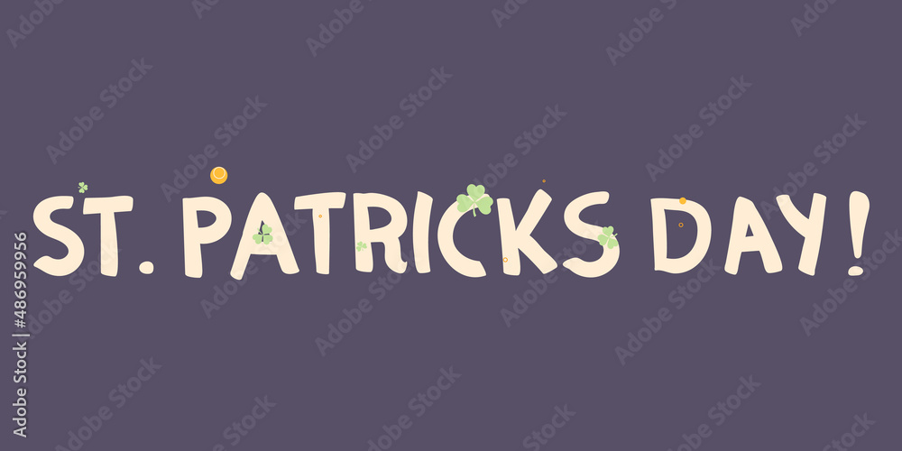 St Patrick's Day lettering isolated with Shamrock Leaves